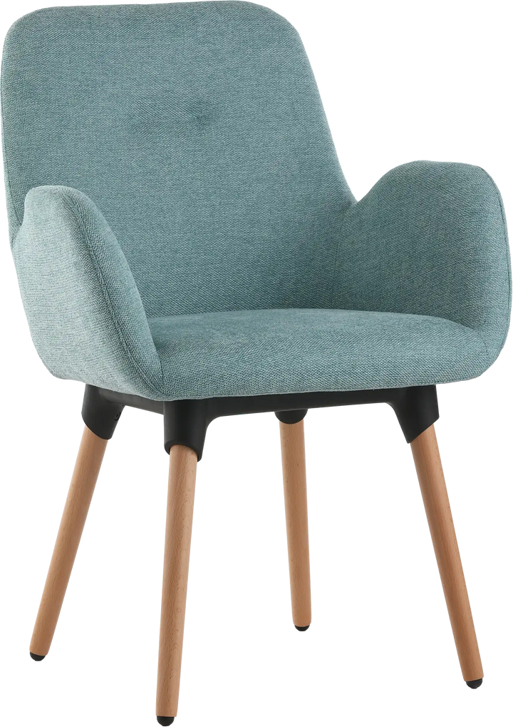 Fauteuil tissu turq. p.bois shineo