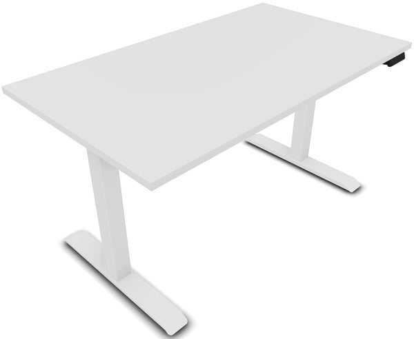 Bureau assis-debout LUTZ 2 - 140x80 cm - Blanc / Pieds blanc