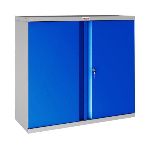 Armoire basse en métal  100cm - portes bleues