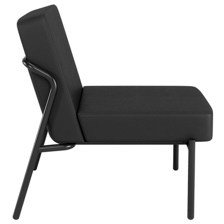 Fauteuil d'accueil rond - Similicuir noir, confort optimal