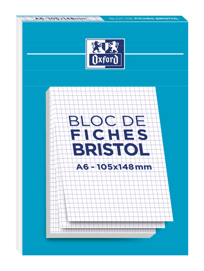 Fiches bristol A6 blanc 5x5 -bloc de 30