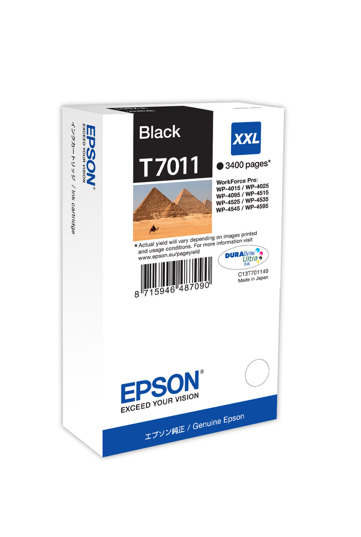 Cartouche d'encre Epson t7011 xxl noire - rendement élevé
