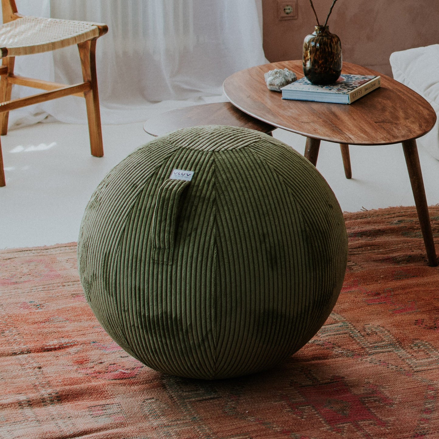 Ballon d'assise ergonomique - Velours Olive 55cm