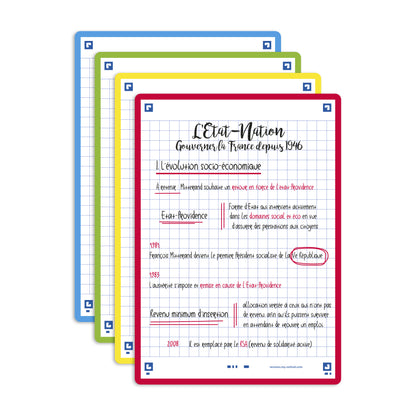 Fiches bristol révision examen A6 -5x5 couleurs assorties-32 fiches