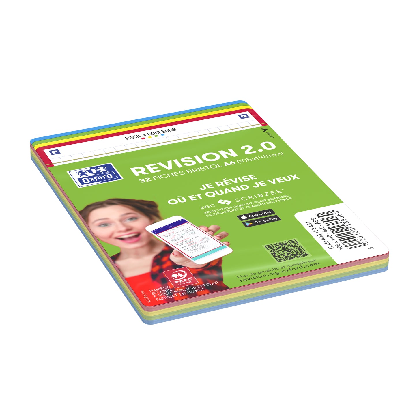 Fiches bristol révision examen A6 -5x5 couleurs assorties-32 fiches