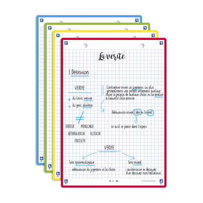 Fiche bristol révision examen A5 - 5x5 couleur assorties -32 fiches