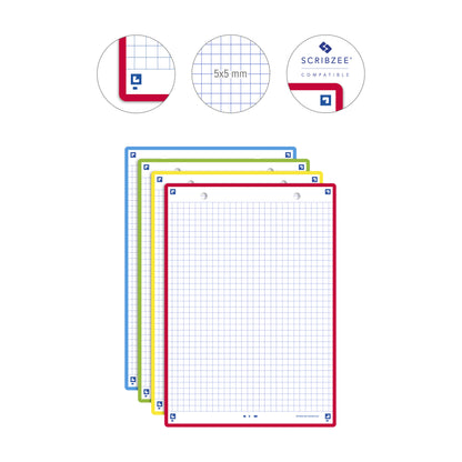 Fiche bristol révision examen A5 - 5x5 couleur assorties -32 fiches