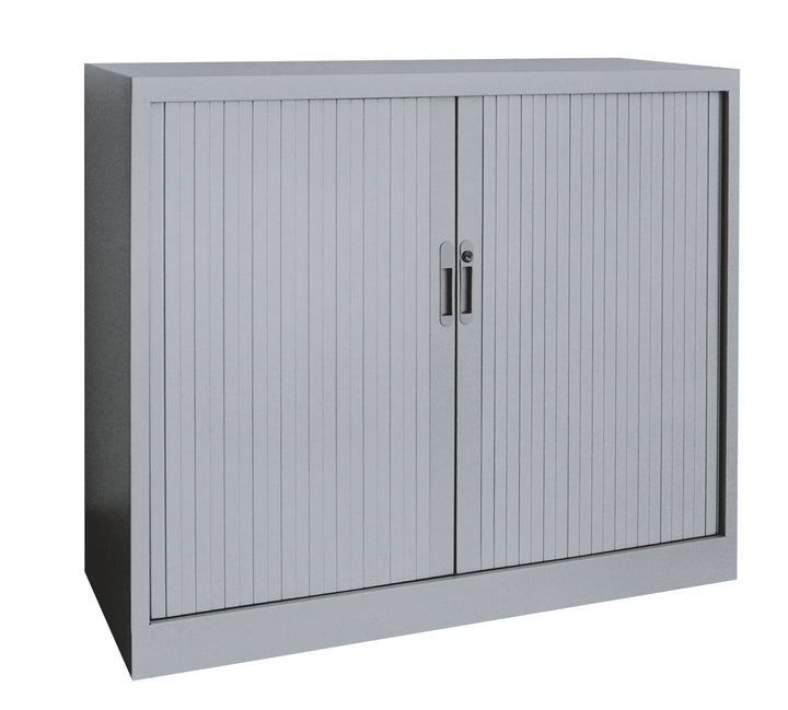 Armoire Basse à rideau monobloc -H100 xL120xP43 -gris clair