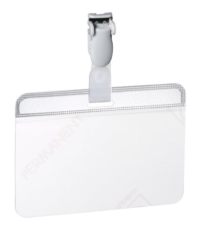 Porte badge plastifié 90x54mm avec clip - lot de 25, transparent