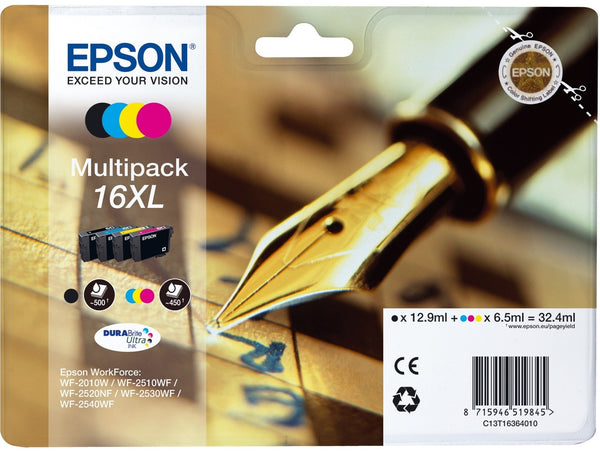 Cartouche Epsons d'encre 16xl - pack 4 couleurs haute capacité