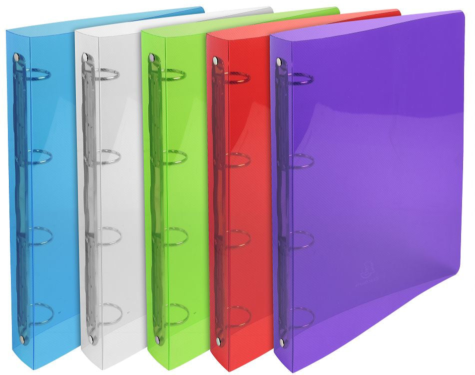 Classeur polypropylène 4 anneaux-30 a4 crystal col
