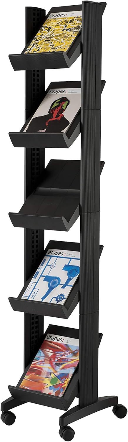 Présentoir prospectus sur roulettes L)350 x (P)385 x (H)1.675 mm- noir
