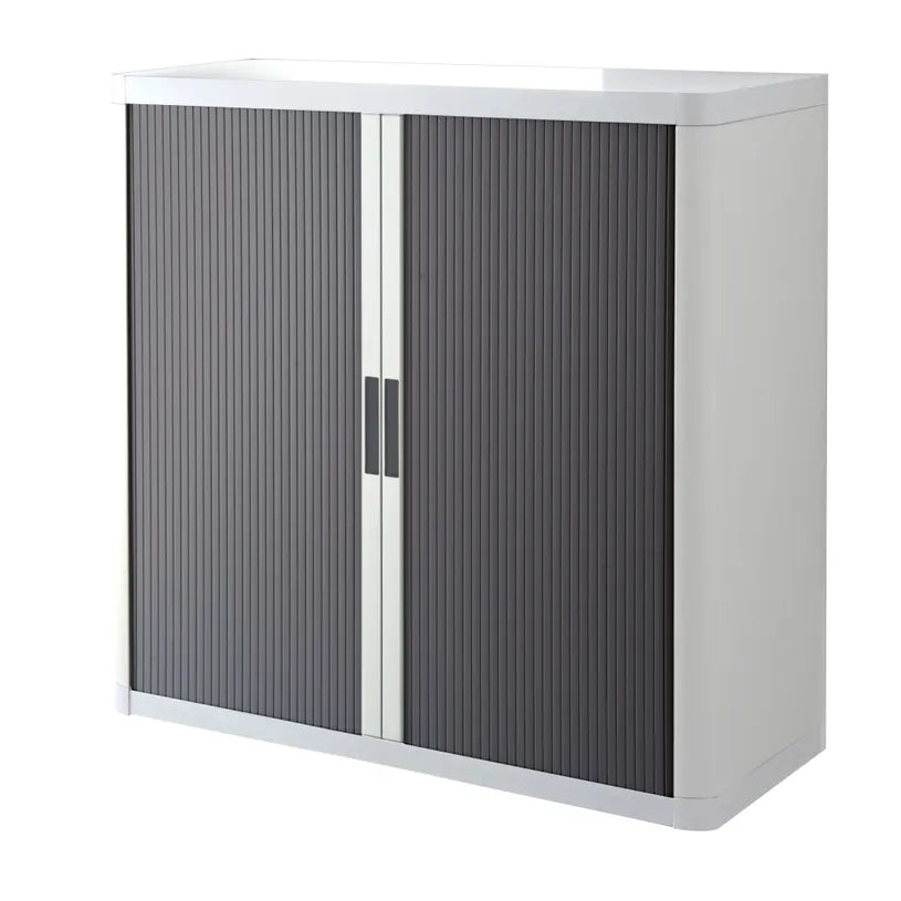 Armoire Basse à rideau easyoffice h104 blanc / anthracite