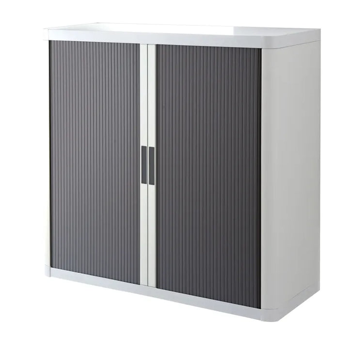 Armoire Basse à rideau easyoffice h104 blanc / anthracite