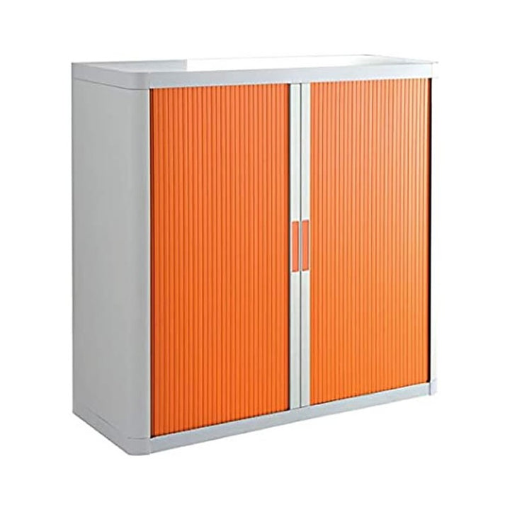 Armoire Basse à rideau easyoff h104 blanc / orange