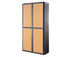 Armoire Haute à rideau easyoff h204 anthracite / hêtre