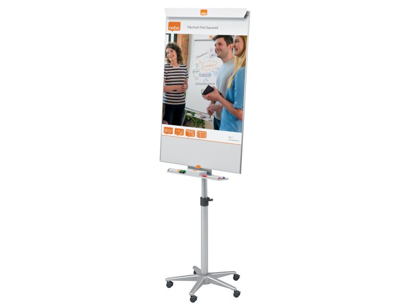 Chevalet tableau fond magnétique blanc mobile -70x100cm