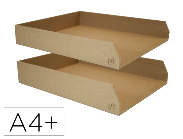 Corbeille Courrier carton rigide A4+- lot de 2