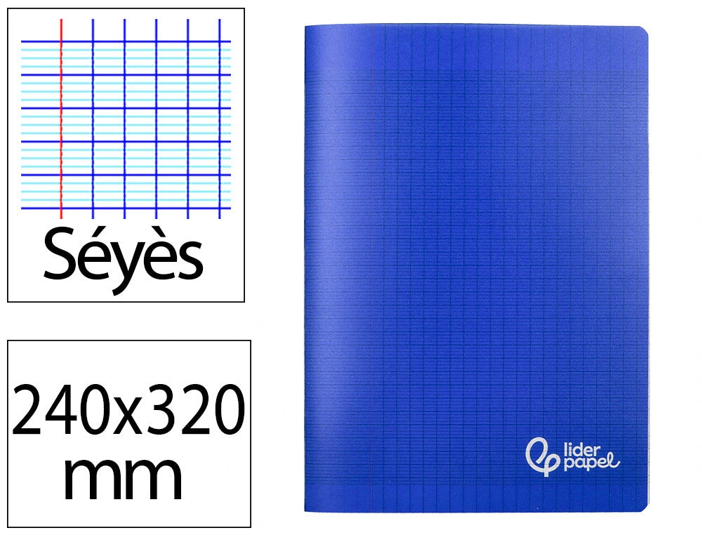 cahier couverture plastique 24x32 48pages seyes -bleu