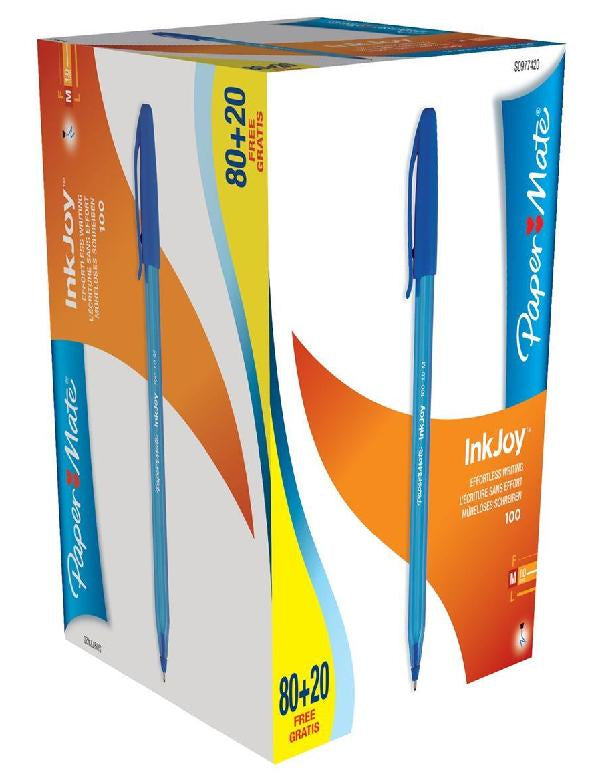 Stylo bille inkjoy100 bleu pack 80+20