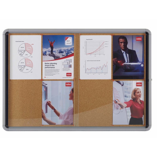 Vitrine d'affichage, porte coulissante,fond en liège, 12feuilles A4, pour l'intérieur