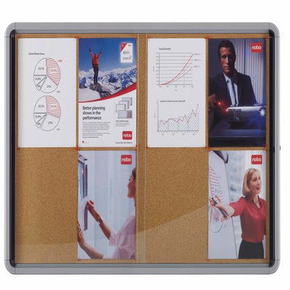 Vitrine d'affichage, porte coulissante,fond en liège, 12feuilles A4, pour l'intérieur