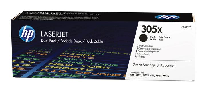 Cartouches toner HP 305x - pack double rendement élevé