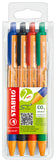 Stylo à bille rétractable 0.5 mm - pack de 4 couleurs