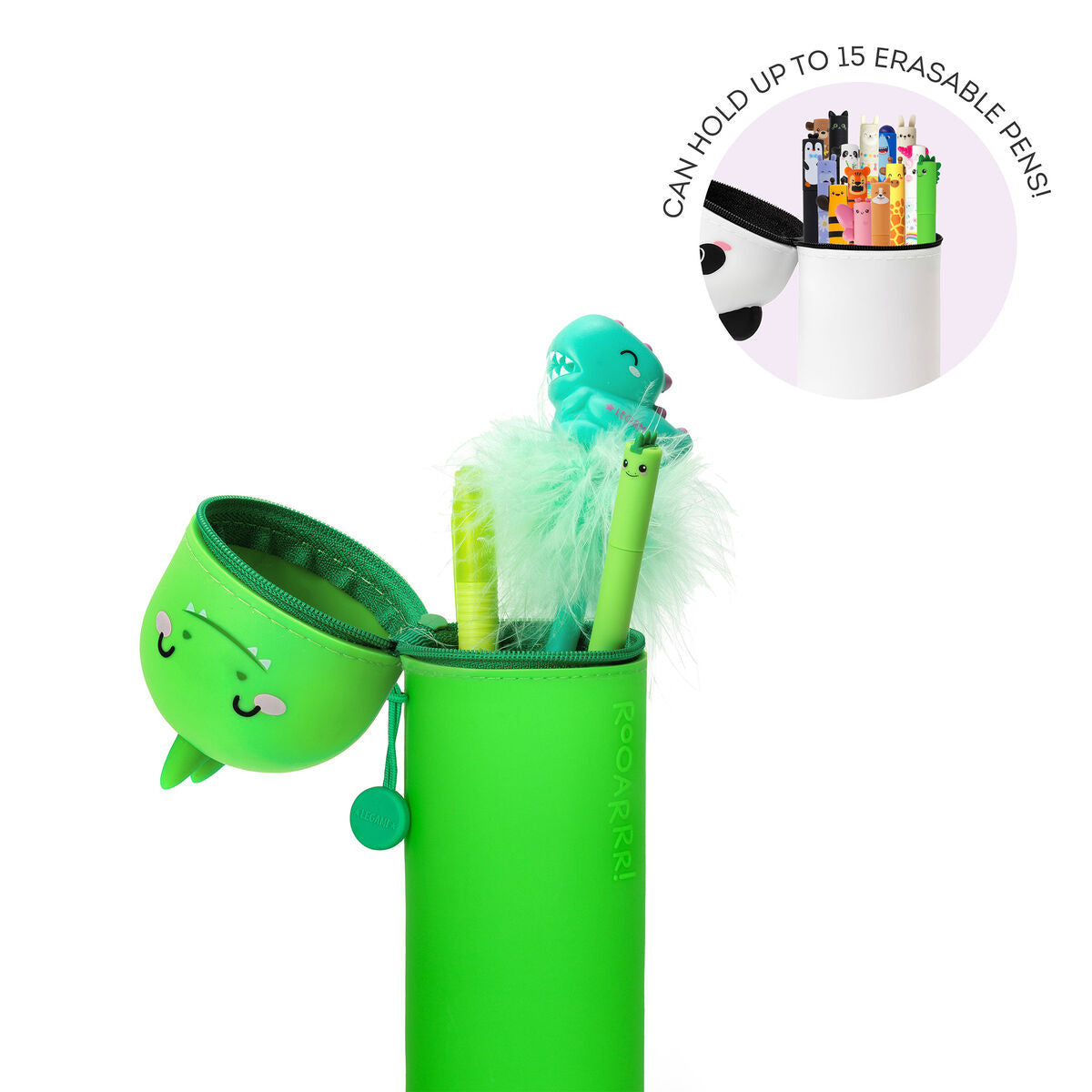 Trousse Legami 2-en-1 Dino - Silicone Souple Rétractable