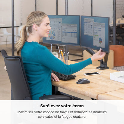 Bras porte-écrans double - réglage facile et ports usb