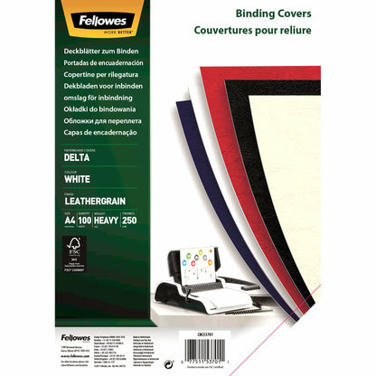 Couvertures a4 grain cuir - pack de 100, 250g recyclable