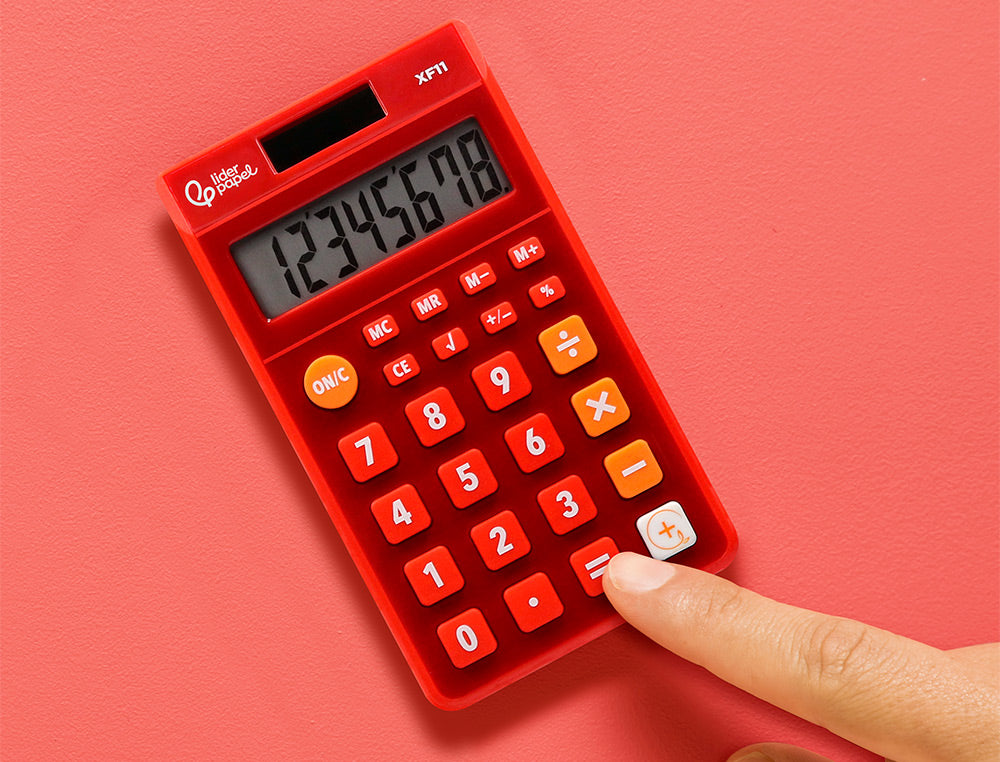Calculatrice poche 8chiffres solaire rouge