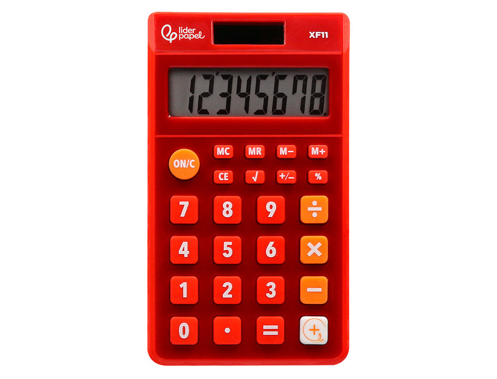 Calculatrice poche 8chiffres solaire rouge