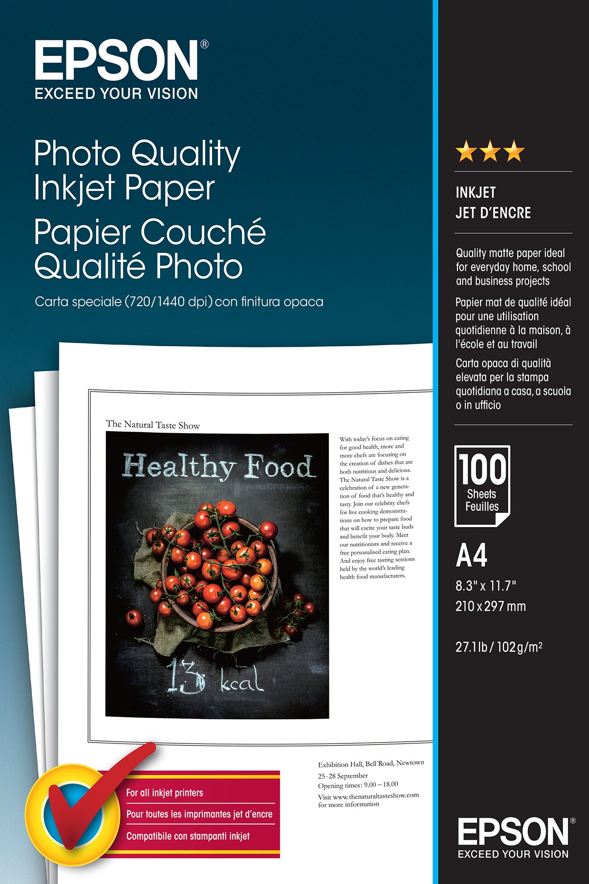 Papier photo Epson mat a4 - 102g/m² - 100 feuilles