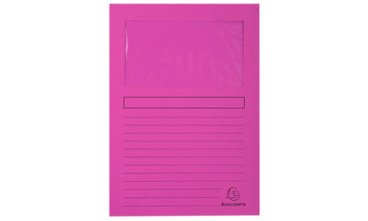 Pochette coin papier fenêtre A4 Fuchsia - 130g/m², paquet de 100