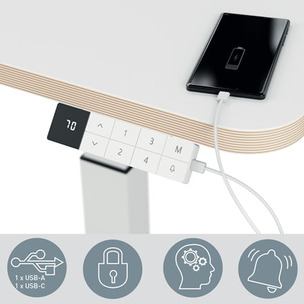 Petit bureau elec.80x60cm blanc