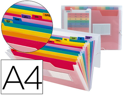 Trieur valisette A4 13 compartiments+ élastique  polypro transparent