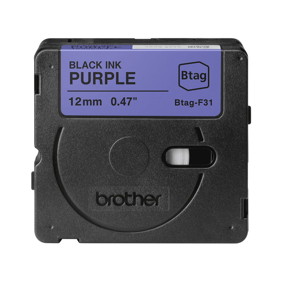 Ruban étiqueteuse Btag 12mm Noir/Violet - Résistant et Durable