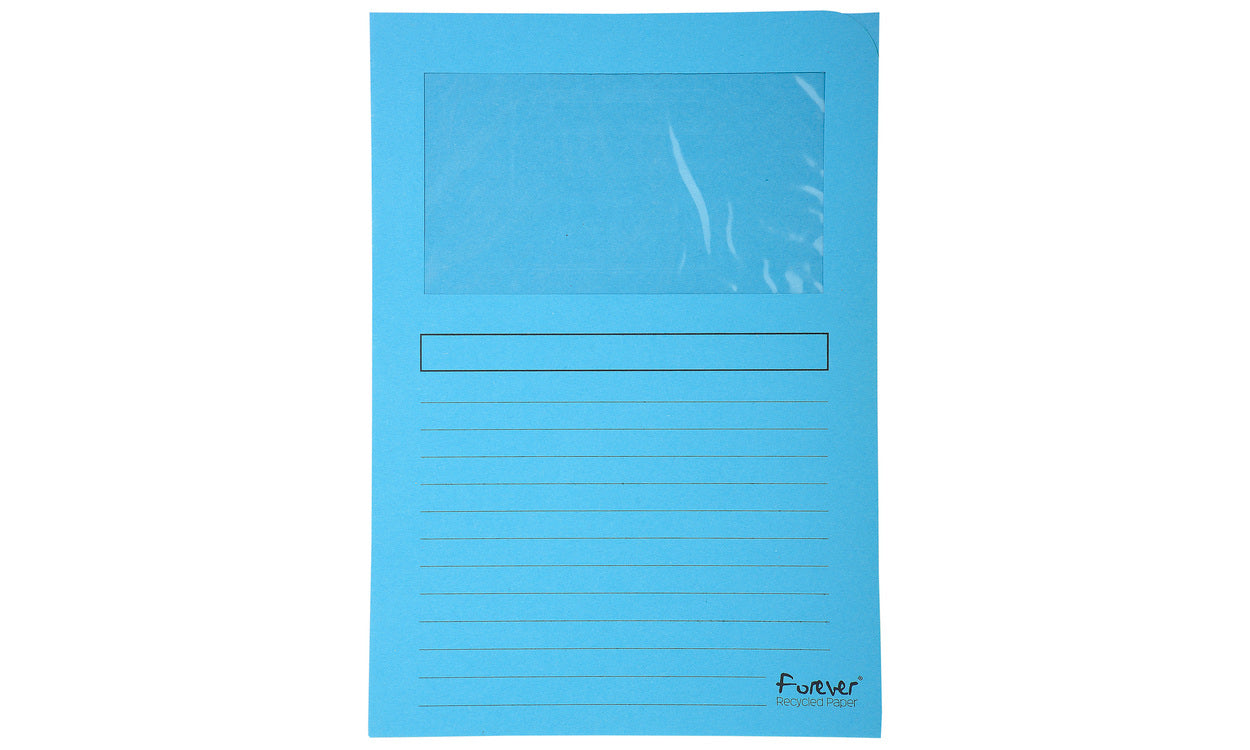 Pochettes coins fenetre 120g bleu paquet 25