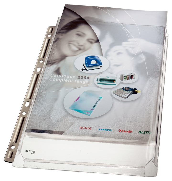 Pochettes perforées A4 - Renforcées bord métal - PVC transparent - Sachet de 3