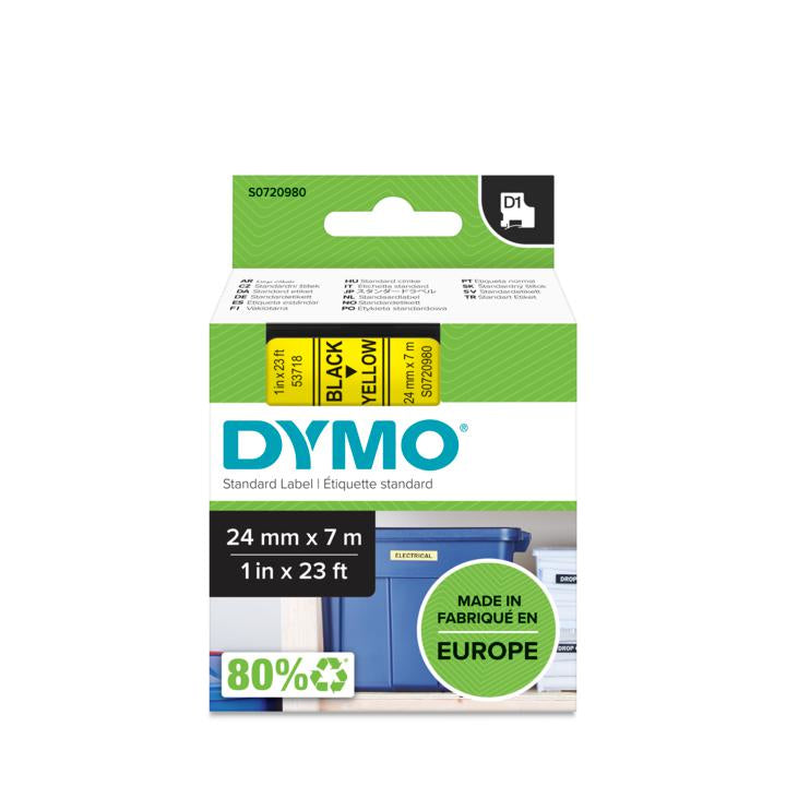 Ruban Dymo D1 24mm -noir/jaune