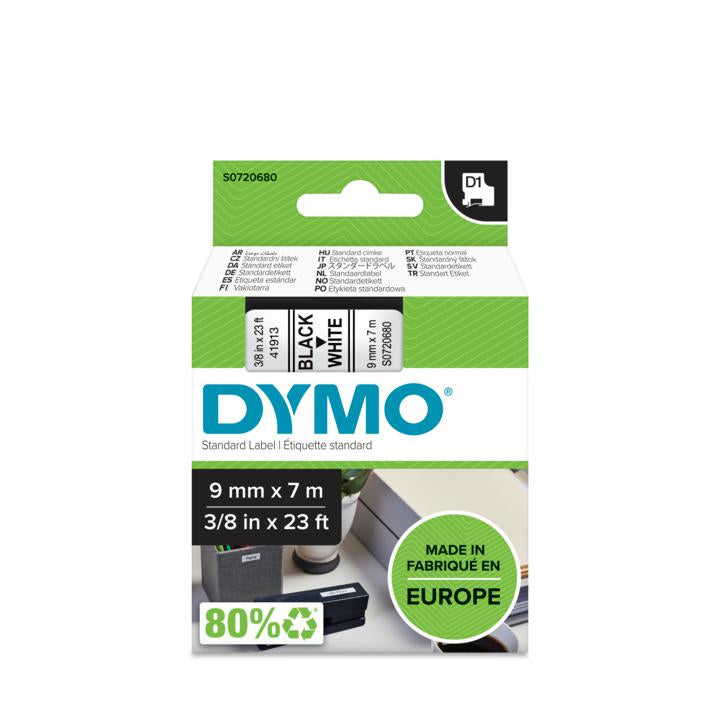 Ruban  Dymo D1  9mm - noir/blanc