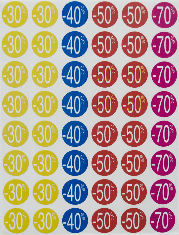 Etiquette adhésive mention "remise 30 à 70%" sachet de 240