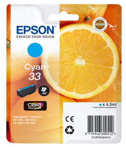 Cartouche Epson cyan 33 - impression jet d'encre 300 pages