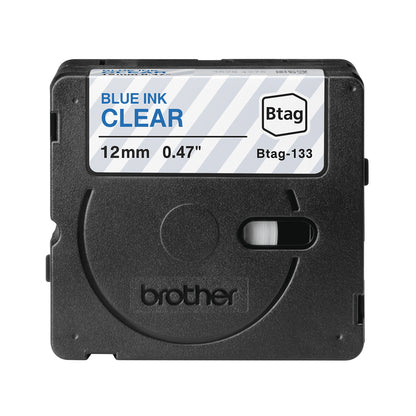 Ruban étiquetage Brother Btag 12mm - bleu/transparent