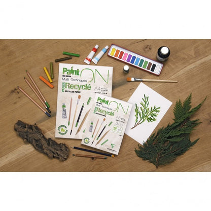 Bloc de papier dessin recyclé A5 - 250g, 30 feuilles