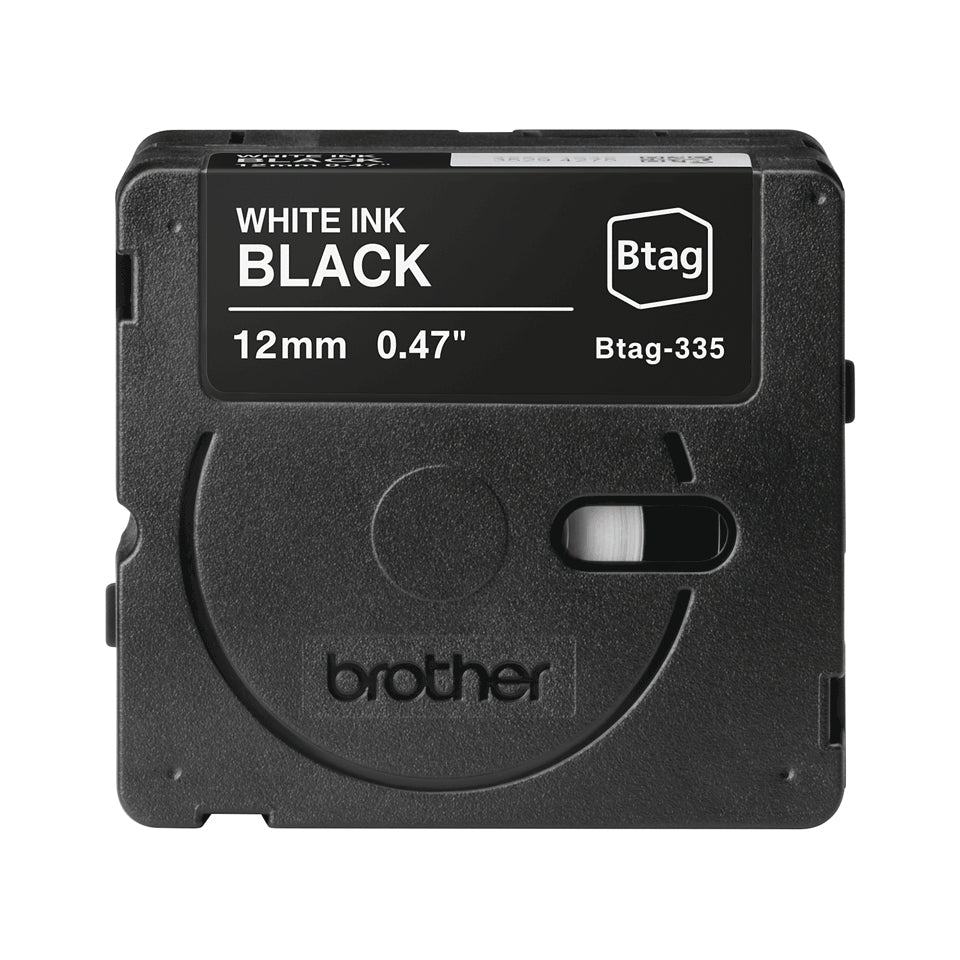 Ruban étiqueteuse Btag 12mm Blanc/Noir - Résistant et Durable