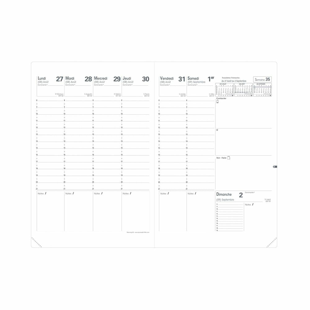 Agenda Quo Vadis Planning SD Impala Noir - 18x24 cm septembre -décembre