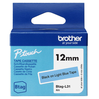 Ruban étiqueteuse Btag 12mm - Noir sur bleu clair