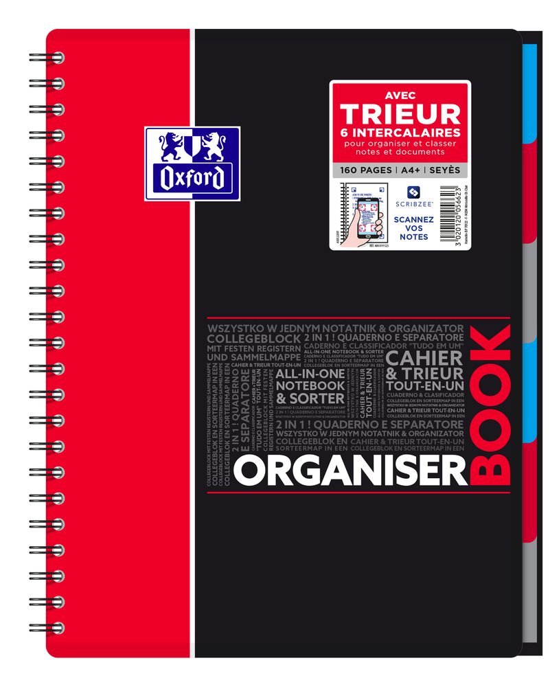 Cahier Organiser A4+ - Trieur intégré - 160 pages